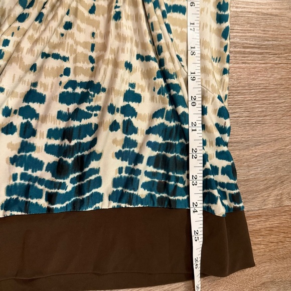 Vintage Y2K Top Women’s Large Babydoll V Neck Boho Western Brown Teal Made USA - Picture 8 of 9